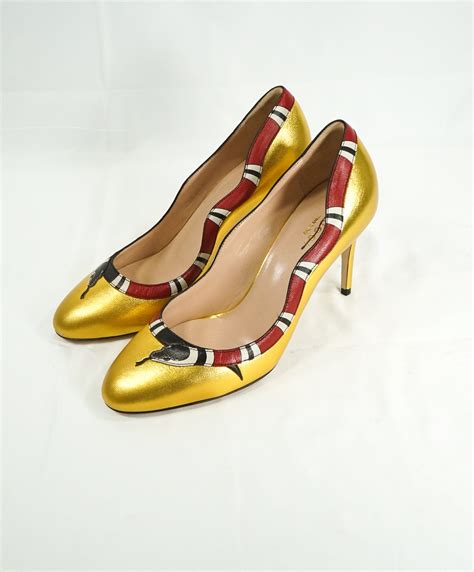 gucci kingsnake heels|Gucci snakeskin shoes.